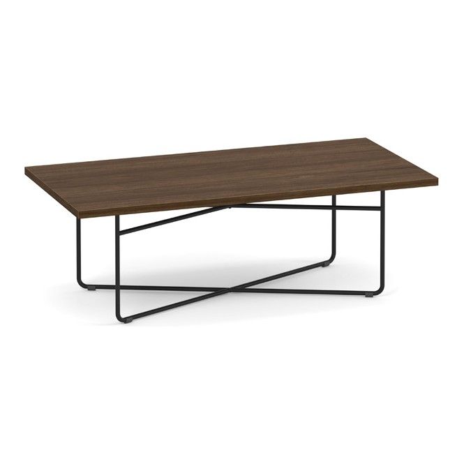 Rectangular Laminate Coffee Table with Black Steel Rod Base