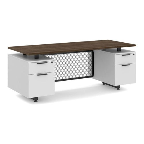 Riser Double Pedestal Desk with Modesty Panel
