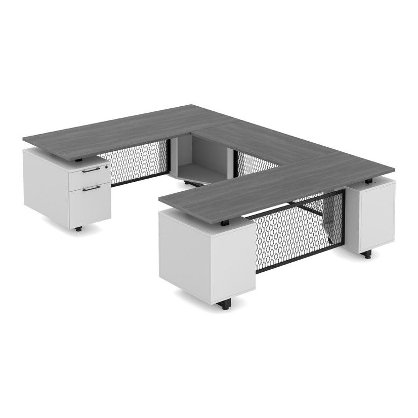 Riser U-Shape Desk with Modesty Panels