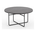 Round Laminate Coffee Table with Black Steel Rod Base